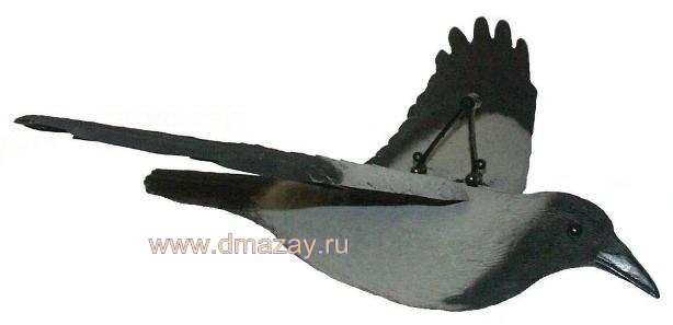 Чучело подсадное ворона серая летящая Sport Plast (Спорт Пласт) FLCR 31-10 Flying Hooded Crow with hanging tach & with directional plastic adaptor